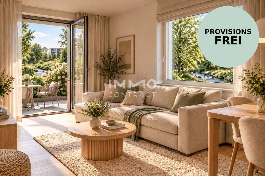 WOHNEN AM BACH - Moderne 2-Zimmer-Wohnung mit Terrasse und Grünblick, provisionsfrei!