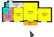 Renovierungsbedürftige 3-Zimmer-Balkon-Wohnung!