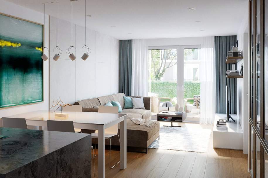 Moderne Gartenwohnung in begehrter Lage - Erstbezug mit 2 Zimmern, Terrasse und Garten, Wohnung-kauf, 223.000,€, 1210 Wien 21., Floridsdorf