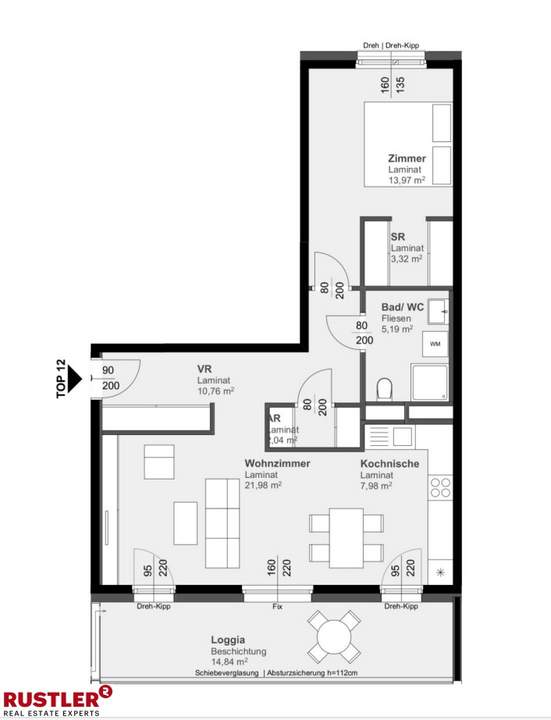 Moderne 2-Zimmerwohnung mit großer Loggia in sehr guter Lage!