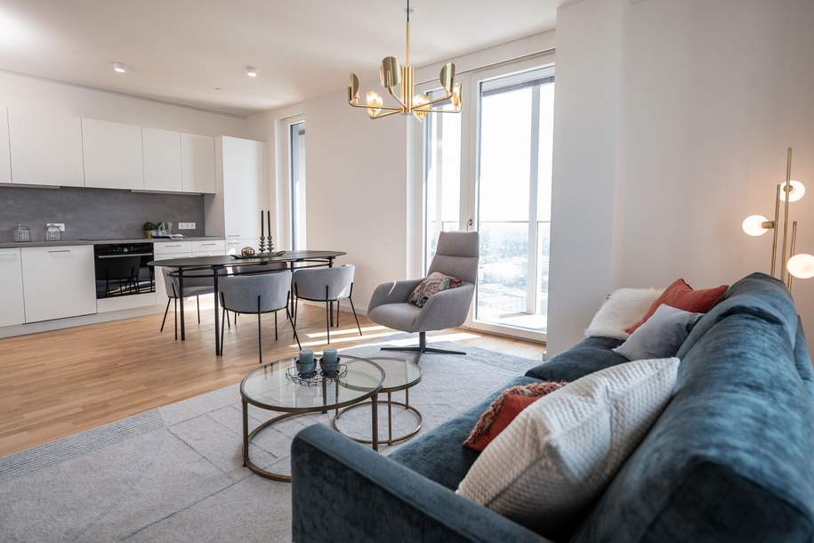 3-Zimmer-Traum | 27. OG, Balkon, ERSTBEZUG, Pool, Fitness | VIENNA TWENTYTWO ab April 26, Wohnung-miete, 1.589,98,€, 1220 Wien 22., Donaustadt