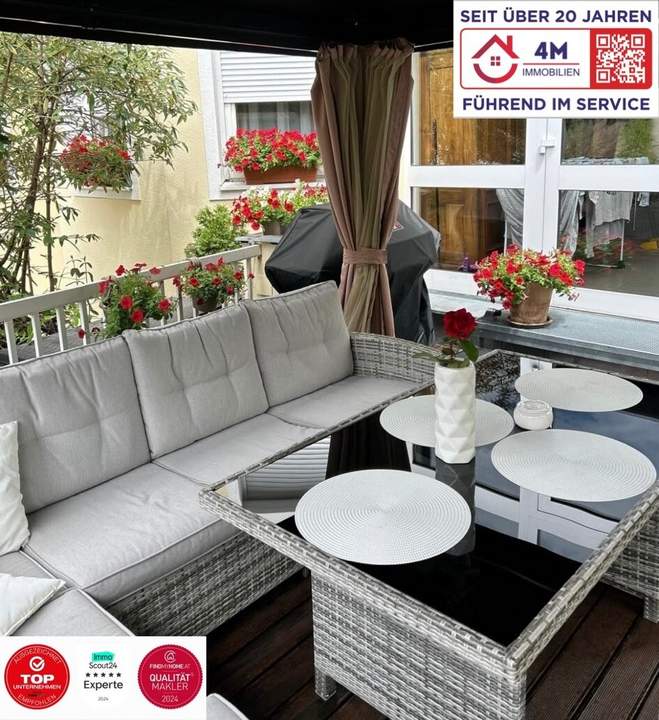 Moderne, sehr ruhige 2-Zi.-Wohnung mit ca. 16 m² Terrasse – saniert &amp; 2 Stellplätze