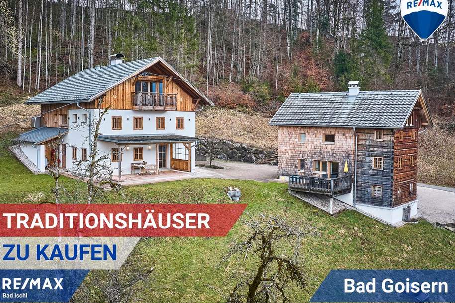 Luxuriöse Waldliegenschaft in idyllischer Lage bei Bad Goisern am Hallstättersee – Ruhe, Natur &amp; drei charmante Wohneinheiten in zwei Häusern, Haus-kauf, 2.450.000,€, 4822 Gmunden