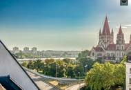 Klimatisierte Dachgeschoss Maisonette mit 2 Terrassen und Kamin nahe Uno City!