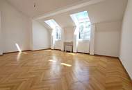 GONZAGAGASSE, BÖRSE-NÄHE, klimatisiertes 122 m2 Dachgeschoss mit 8 m2 Terrasse, 3 Zimmer, Komplettküche, 2 Bäder, Parketten