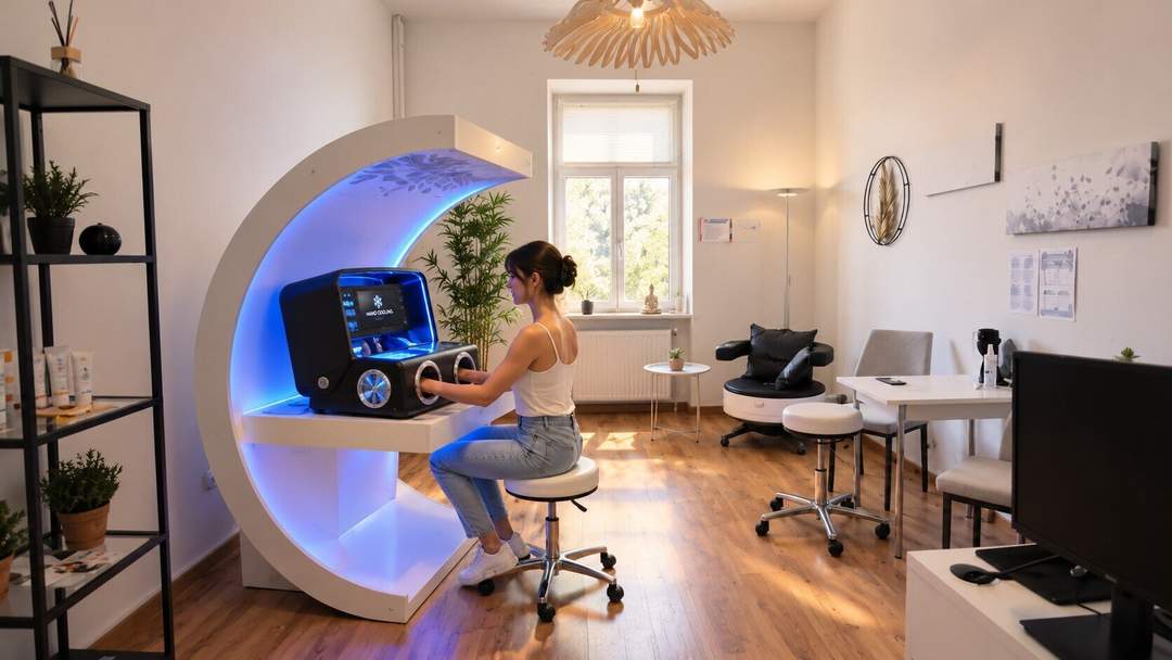 Behandlungsraum für Therapeuten – inklusive Geräte für Professional Alpha Cooling & Beckenbodentherapie