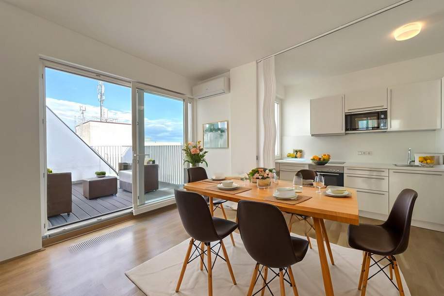 1040 - Nähe Naschmarkt! Exklusive 4-Zimmer DG-Maisonette mit Dachterrasse und tollem Blick!, Wohnung-miete, 4.140,21,€, 1040 Wien 4., Wieden