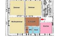 3 geräumige Zimmer, Küche mit Essplatz, Gartennutzung und PKW Stellplatz
