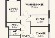 Über den Wolken II - 11. Stock: Einzigartige 3 / 4 Zimmer Loggiawohnung zum Auffrischen - perfekter Grundriss mit grandiosem Wienblick