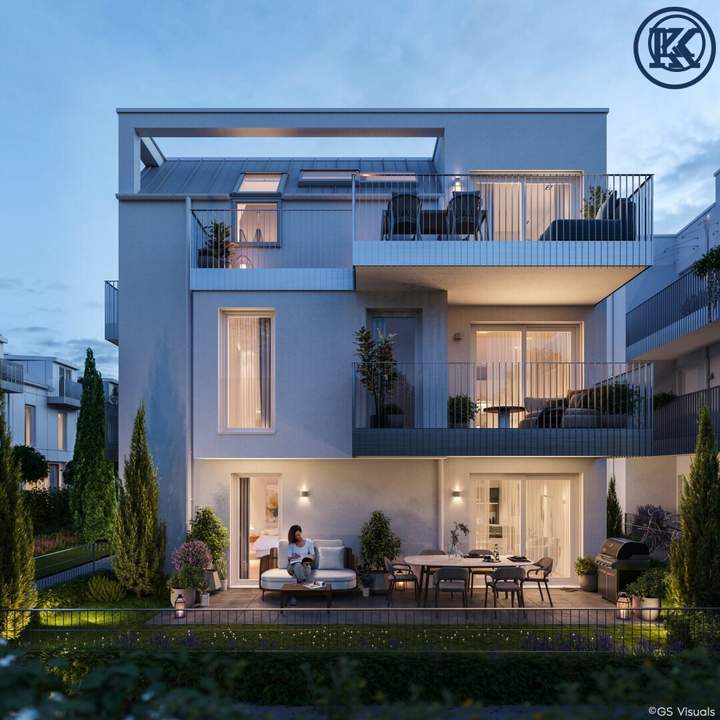 Sonnendeck: 50 m² DG-Apartment mit fast 12 m² Terrasse. Nähe Strandcafé Alte Donau