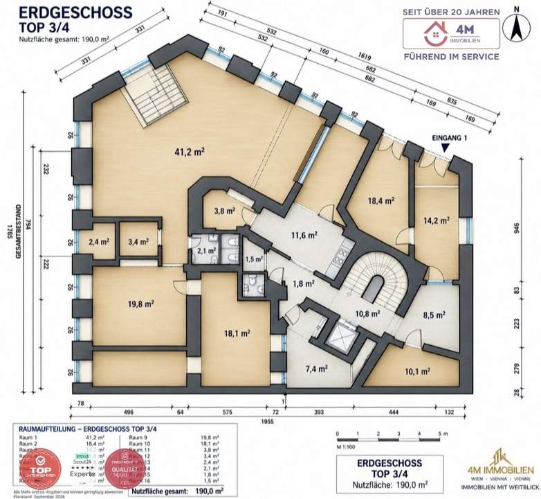Repräsentatives Büro mit ca. 190 m² nahe U4 Pilgramgasse