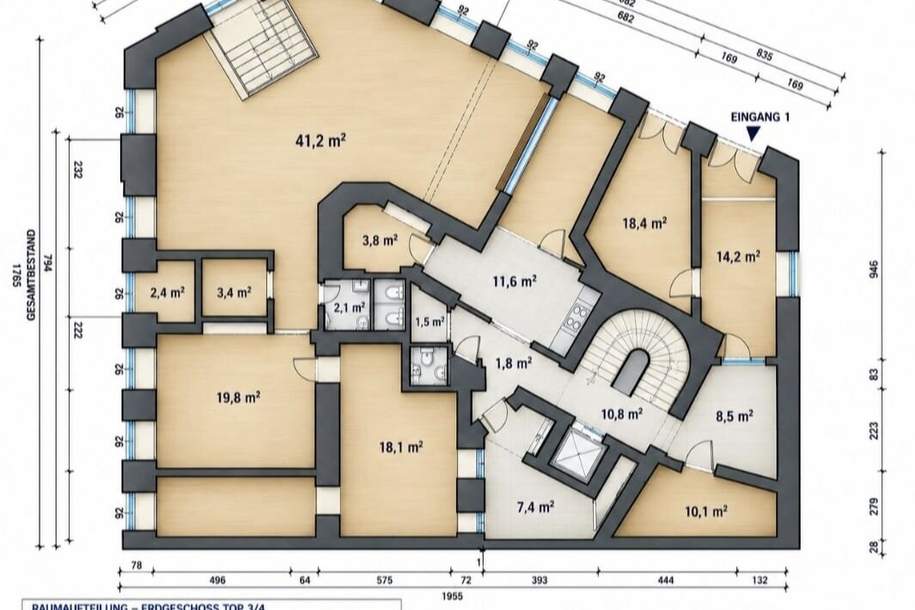 Repräsentatives Büro mit ca. 190 m² nahe U4 Pilgramgasse, Gewerbeobjekt-kauf, 720.000,€, 1060 Wien 6., Mariahilf