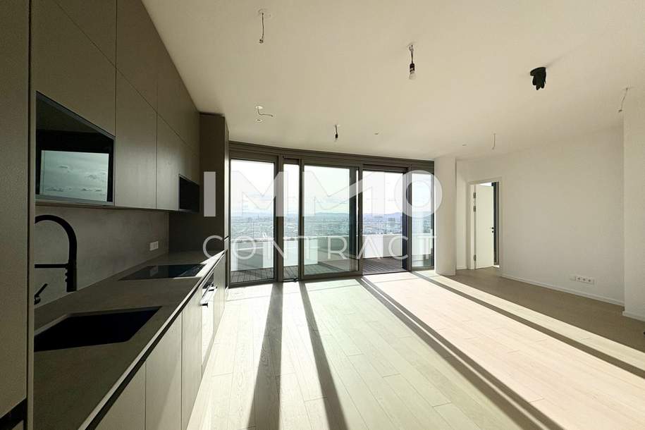 TOP-Aussicht auf City, Kahlenberg, Donau: Erstbezug DANUBEFLATS mit Gym, Saunen, Pool, Bar &amp; Lounge, Wohnung-kauf, 1.950.000,€, 1220 Wien 22., Donaustadt
