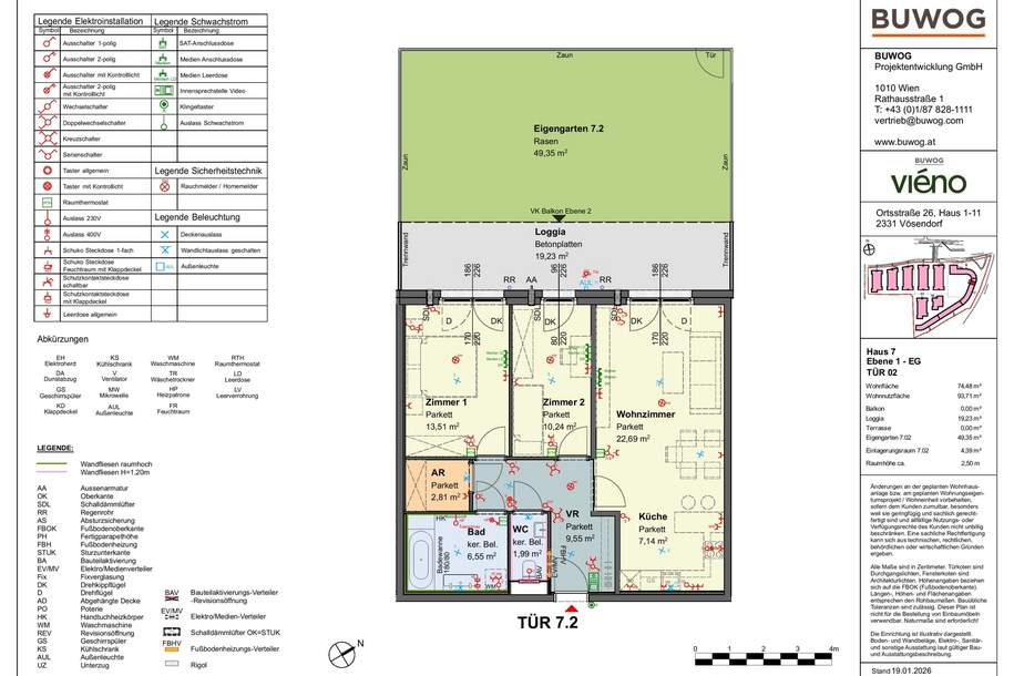 viéno - ERSTBEZUG: Wunderschöne 3-Zimmer-Wohnung mit GARTEN ab 11/2026, provisionsfrei vom Bauträger, Wohnung-miete, 1.870,86,€, 2331 Mödling