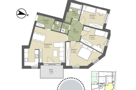 ++ VIER ZIMMER mit Balkon & tollem Ausblick ++, Wohnung-kauf, 398.500,€, 3400 Tulln