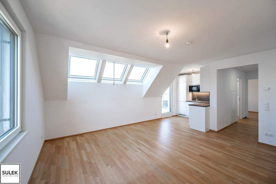 Großzügige 3-Zimmer-Dachgeschosswohnung mit Balkon &amp; Terrasse – Südwest-Ausrichtung - Nähe Kagran / Donauzentrum, Wohnung-miete, 1.731,10,€, 1220 Wien 22., Donaustadt