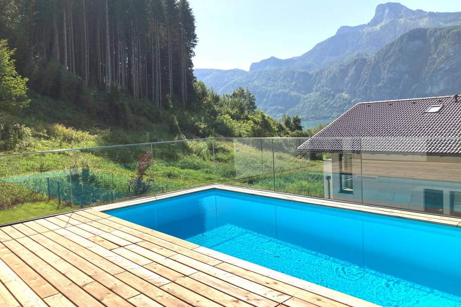 Luxuriöses 5-Zimmer-Einfamilienhaus mit Pool am Mondsee - Einzigartiger Seeblick und privater Badeplatz! PROVISIONSFREI, Haus-kauf, 2.176.000,€, 5310 Vöcklabruck