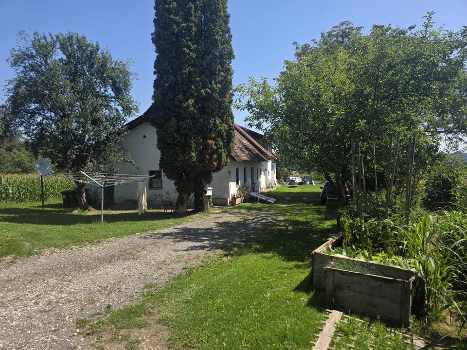 Bauernhaus (stark sanierungsbedürftig) mit Grund und kleinem Teich