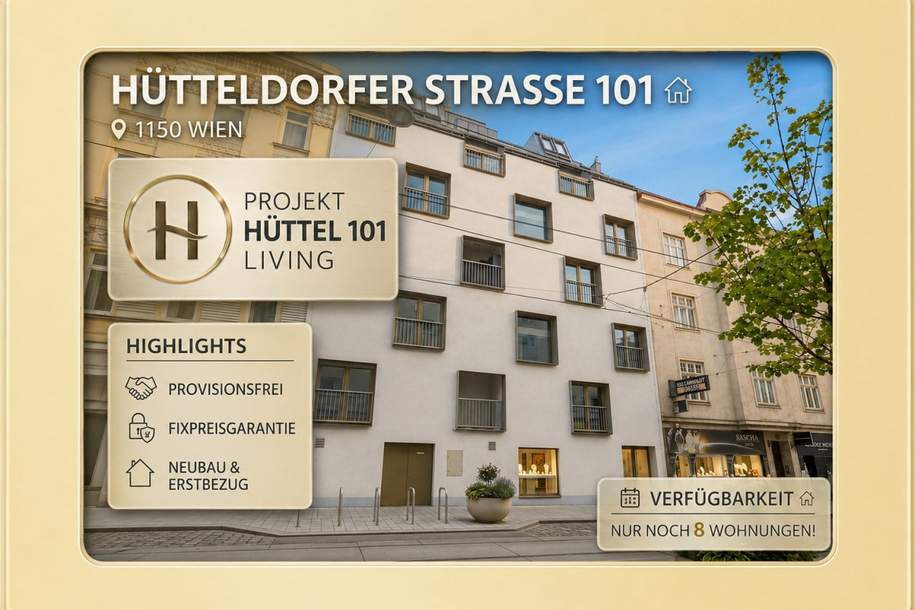 ++ SMARTE Wohnung mit BALKON ++ Projekt HÜTTEL 101 LIVING, Wohnung-kauf, 325.000,€, 1150 Wien 15., Rudolfsheim-Fünfhaus