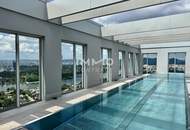 32. Etage: Luxus Wohnen hoch über der Skyline: Donauzentrum und U1 Kagran