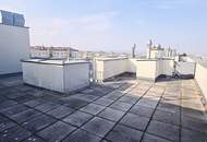 TOPGELEGENHEIT, Fernblick, 61 m2 Dachgeschoß mit 48 m2 Terrasse, Wohnküche, 1 Zimmer, Wannenbad, Parketten, Holbeingasse