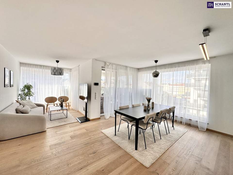 REDUZIERT! Top Lage! Neubau (2021) Dachgeschosswohnung mit Terrasse und Panoramafenster ++ Weitblick über Wien ++ Komplett Eingerichtet und Bezugsfertig ++ Dachgeschossneubau