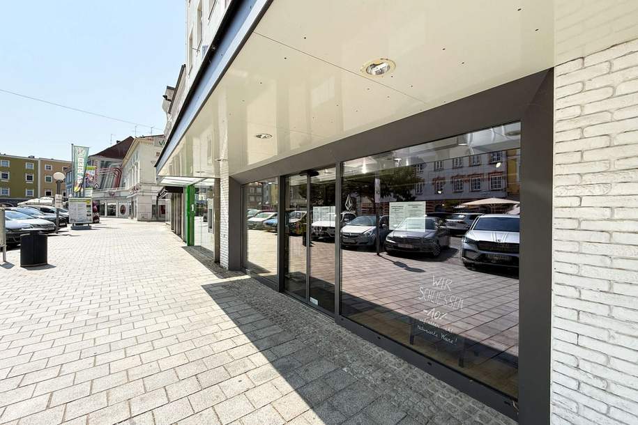 Direkt am Stelzhamerplatz! Stark frequentiertes Geschäftslokal | 108 m² | Barrierefrei | Klimatisiert, Gewerbeobjekt-miete, 1.380,00,€, 4910 Ried im Innkreis