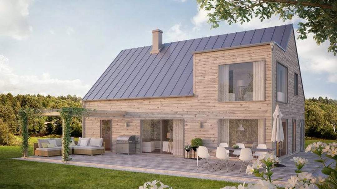 Schwedenhaus von Rörvikshus original aus Schweden hier mit Bauplatz nahe Klosterneuburg und Wien