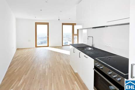 Sonnwendviertel: 1-Zimmer-Wohnung mit Balkon im 19. OG – Fitnessraum, Co-Working &amp; Rooftop-Terrasse inklusive!, Wohnung-miete, 1.099,00,€, 1100 Wien 10., Favoriten