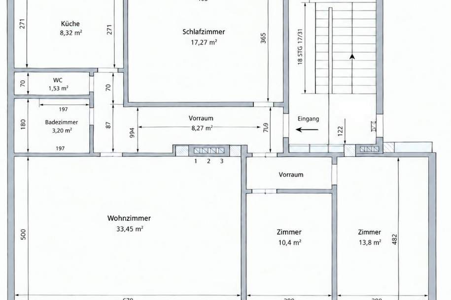 ZENTRUMSLAGE; 4-Zimmer-Wohnung mit 2 Balkonen und guter Rendite, Wohnung-kauf, 299.000,€, 3500 Krems an der Donau(Stadt)