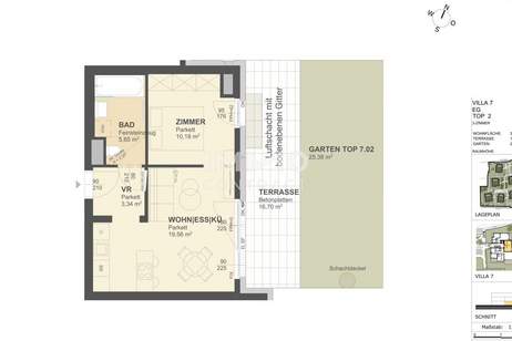 KREMSER WOHNDOMIZIL39qm Garten-Apartment, O-Terrasse, Lift, Tiefgarage,in beliebter Grünruhelage, Wohnung-kauf, 265.000,€, 3500 Krems an der Donau(Stadt)