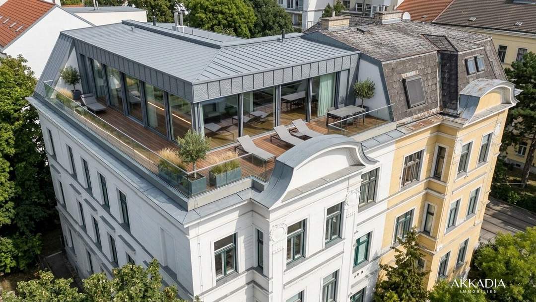 Bewilligter Rohdachboden mit zwei geplanten Loggien im charmanten Altbau