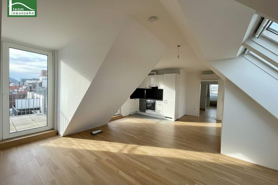 Klimatisierte Maisonette mit Weitblick-Dachterrasse in top Lage nahe U6, Millennium City und Donau!, Wohnung-miete, 1.990,00,€, 1200 Wien 22., Donaustadt