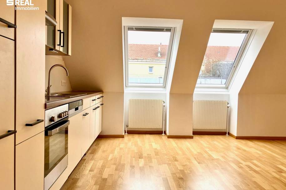 HELLE 2-ZIMMER DG WOHNUNG MIT eigener TERRASSE und GARTENNUTZUNG, Wohnung-miete, 933,52,€, 1100 Wien 10., Favoriten