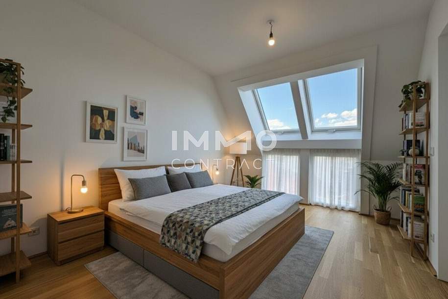 BEIM DONAUUFER: Effizient investieren - Klimatisierter 2-Zimmer-Erstbezug im Dachgeschoss, Wohnung-kauf, 365.600,€, 1210 Wien 22., Donaustadt