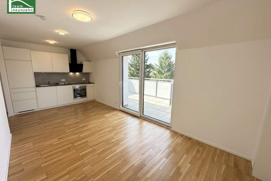 Wohnen im Grünen! Klimatisierte Wohnung mit Weitblick und großer Terrasse in Essling! Lobau und Kirschenallee ums Eck!, Wohnung-kauf, 242.900,€, 1220 Wien 22., Donaustadt