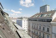 GONZAGAGASSE, BÖRSE-NÄHE, klimatisiertes 122 m2 Dachgeschoss mit 8 m2 Terrasse, 3 Zimmer, Komplettküche, 2 Bäder, Parketten