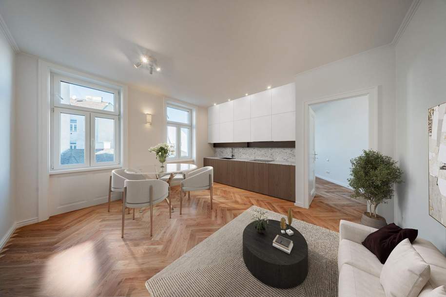 Heller 2 Zimmer Erstbezug im Altwien Stil in generalsaniertem Gründerzeithaus, Wohnung-kauf, 365.000,€, 1050 Wien 5., Margareten