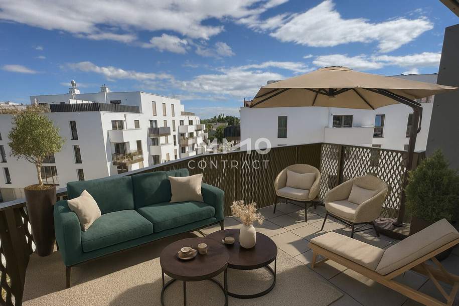 Preis jetzt sichern: Provisionsfrei und Erstbezug: In der Nähe von U1 mit MEGA BALKON, Wohnung-kauf, 270.000,€, 1210 Wien 22., Donaustadt