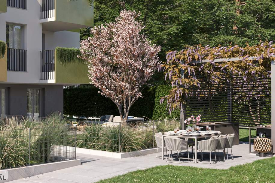 VERKAUFSTART - 3 Zimmer Erstbezugwohnung mit Balkon! Highlight sind Pool und Outdoorküche im Gemeinschaftsgarten!, Wohnung-kauf, 650.000,€, 1130 Wien 13., Hietzing