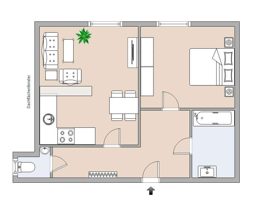 Schöne Wohnung mit Wohnküche im 1. Stock