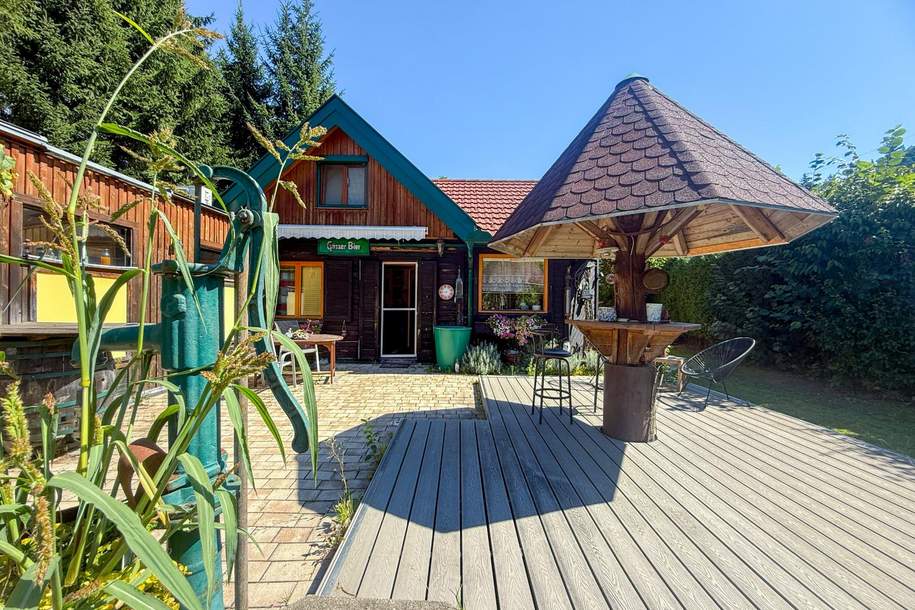 *** Kleines gemütliches, möbliertes Häuschen mit Gartenparadies in der Waldrandsiedlung, mit Photovoltaik, Brunnen, Sauna, Garage, Carport,….. ***, Haus-kauf, 185.000,€, 8665 Bruck-Mürzzuschlag