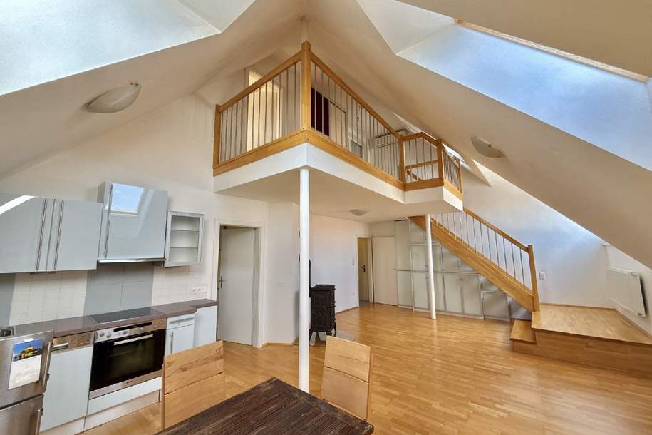 Lichtdurchflutete Dachgeschoss-Maisonette mit Galerie und großzügiger 29 m² Dachterrasse, Wohnung-kauf, 649.000,€, 1050 Wien 5., Margareten