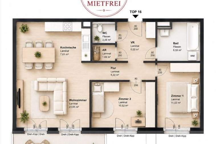 Top-Angebot: 2 MONATE MIETFREI | Modern - Zentral - Mit Balkon, Wohnung-miete, 908,97,€, 8020 Graz(Stadt)