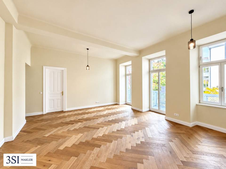 Wohnen beim Schloss Belvedere: 3-Zimmer Erstbezug im Stilaltbau mit Balkon