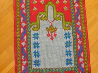 Gebetsteppich-Wand-Teppich handgeknüpft, rot gemustert