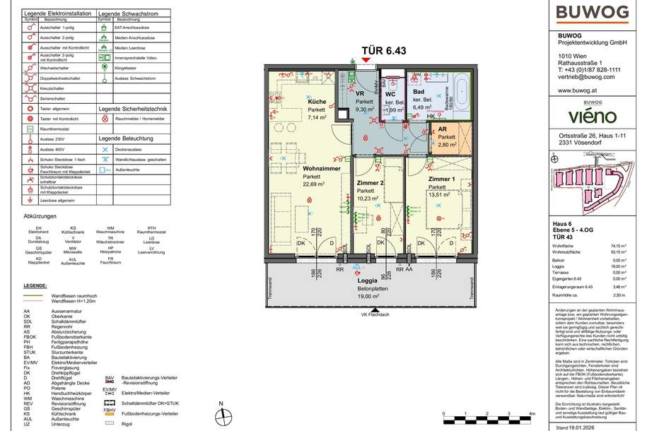 viéno - Innenhof-Traum: Helle 3-Zi-Wohnung mit Süd-LOGGIA ab 11/2026, provisionsfrei vom Bauträger, Wohnung-miete, 1.782,89,€, 2331 Mödling