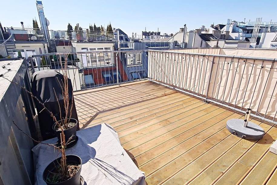 UNBEFRISTET, DACHGESCHOSS, 87 m2 Maisonette mit 16 m2 Terrasse, 2 Zimmer, Wohnküche, Wannenbad, Parketten, Biedergasse, gefördert, Wohnung-miete, 1.369,64,€, 1190 Wien 19., Döbling