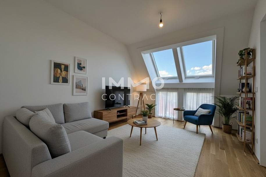 BEIM DONAUUFER: Effizient investieren - Klimatisierter 2-Zimmer-Erstbezug im Dachgeschoss, Wohnung-kauf, 259.500,€, 1210 Wien 21., Floridsdorf