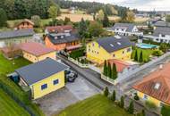 GARTENPARADIES für die ganze Familie mit Schwimmteich und 4 Garagen